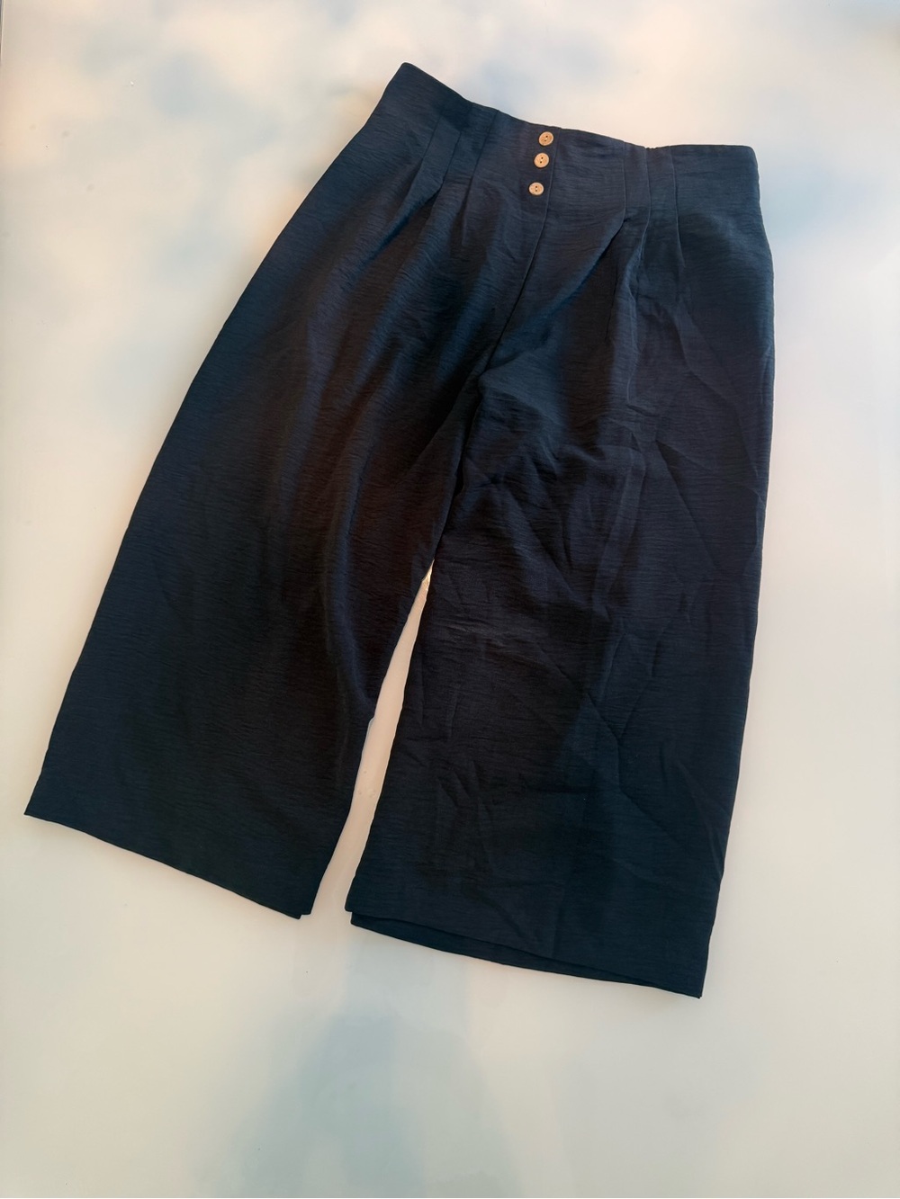 Jules & Leopold Black Wide-Leg High-Waist Trousers with Button Fly#A42